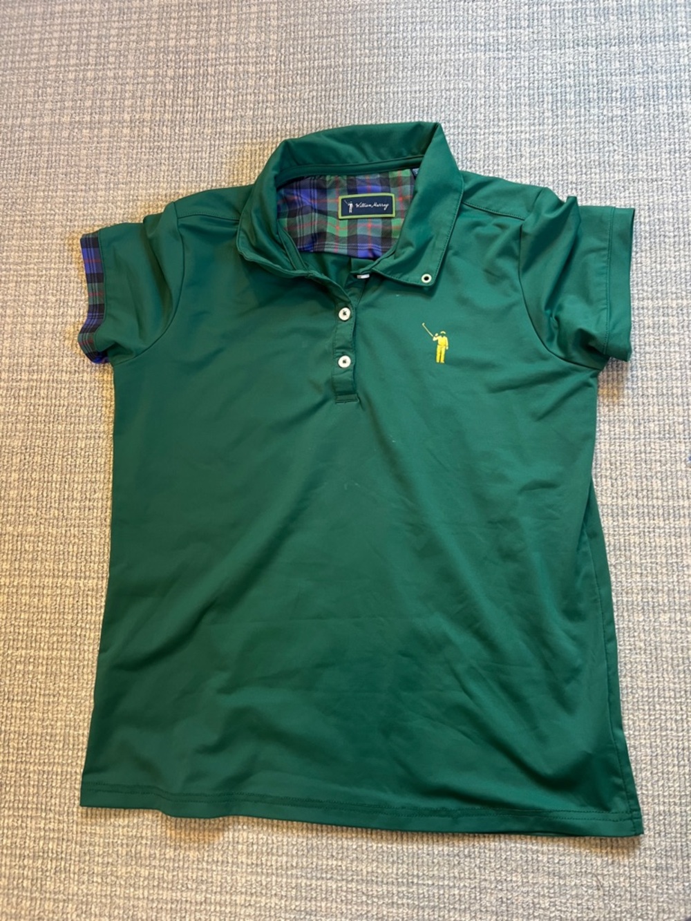 William Murray Golf Women's Green Polo with Plaid Trim